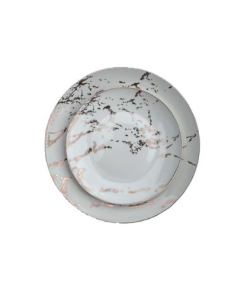 White & Gold Dinner Plates Set